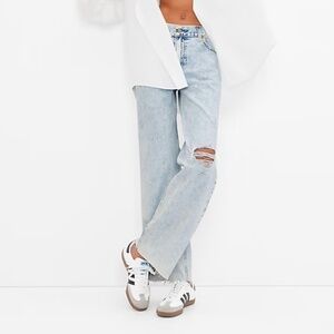 NWT GAP Low Rise Stride Wide Leg Jeans -  Light bleached destroy
